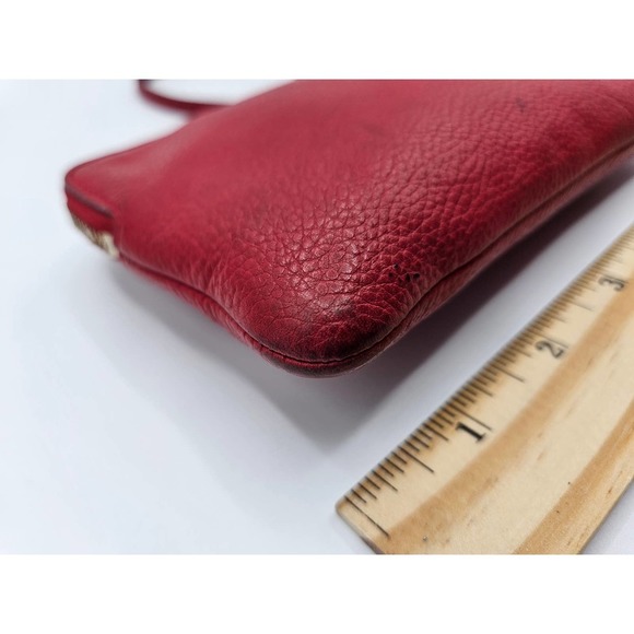 Coach Women's Red Wristlet Wallet Leather Logo Flaws AS IS - Picture 8 of 12